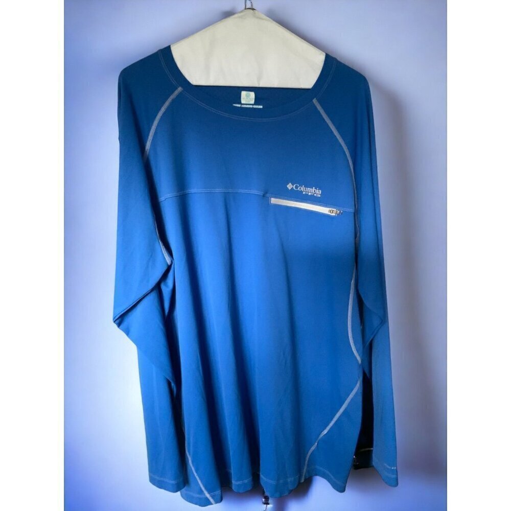 Columbia mens outdoor long sleeve omni freeze blue gray polyester tee size XL